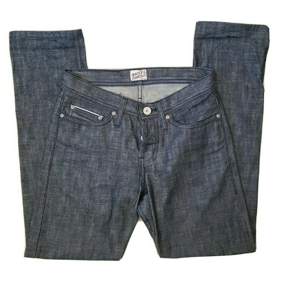 Naked & Famous Weird Guy Slim Fit Lightweight Indigo Selvedge Mens Jeans Sz 28